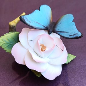 ROYAL KENT Butterfly Porcelain Figure, Handmade Butterfly Figurine, Porcelain Butterfly, Butterfly Figurine, Ceramic Butterfly, Taiwan