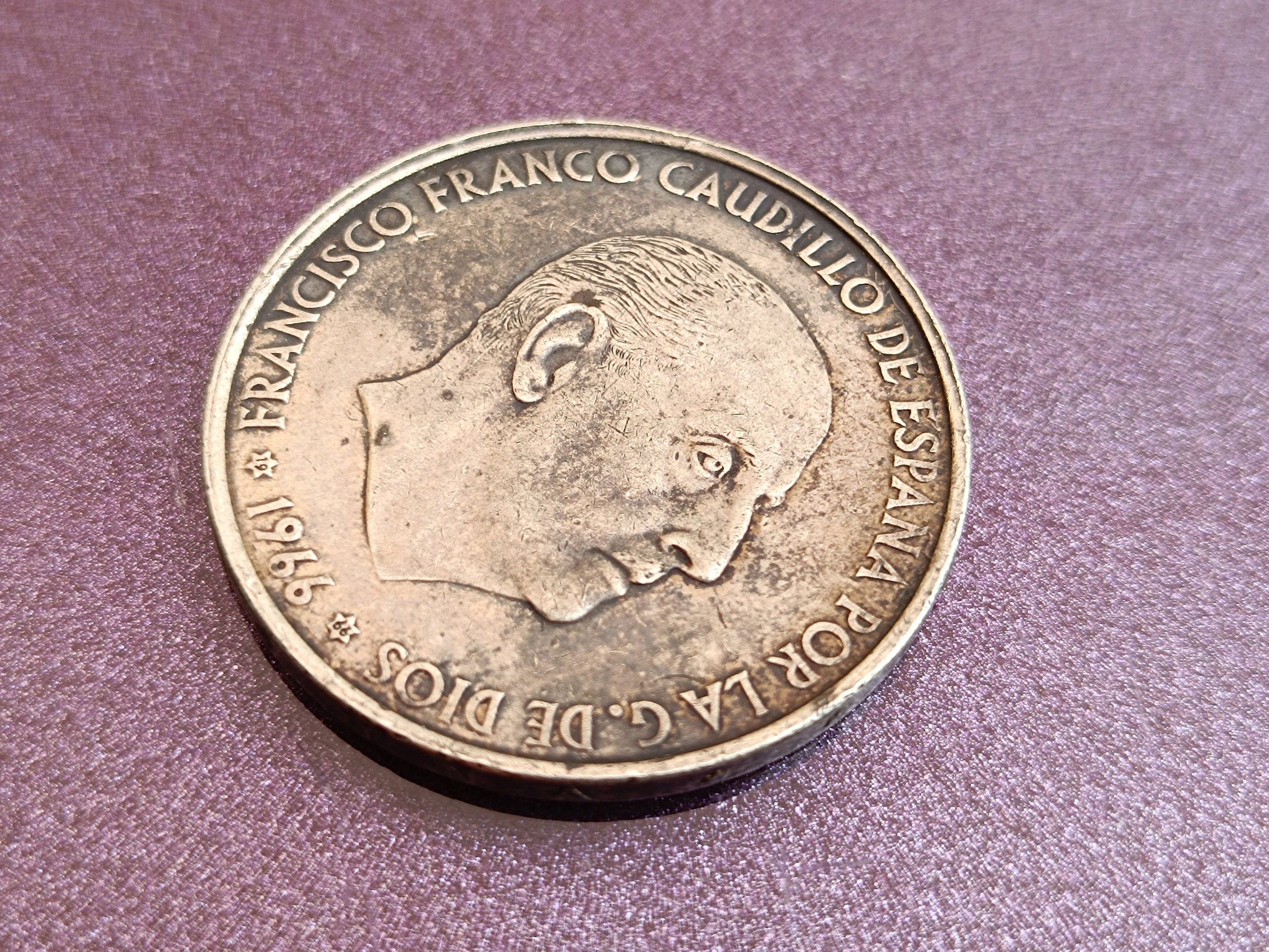 1966 Silver 100 Pesetas Franco, Francisco Franco Coin, Spanish