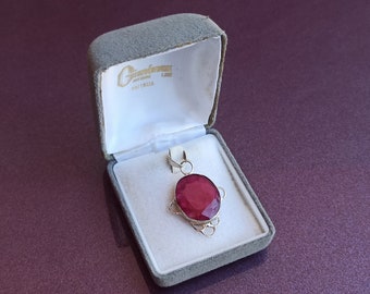 Ruby 925 Silver Pendant, Vintage Ruby Pendant, Red Ruby Silver Charm, 925 Silver Jewelry, Ruby Pendant, Vintage Pendant Red Ruby