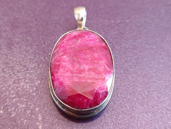 925 Silver Ruby Pendant, Vintage Ruby Pendant, Re… - image 9