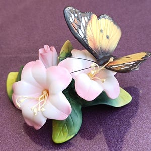 ROYAL KENT Butterfly Porcelain Figure, Handmade Butterfly Figurine, Porcelain Butterfly, Butterfly Figurine, Ceramic Butterfly, Taiwan