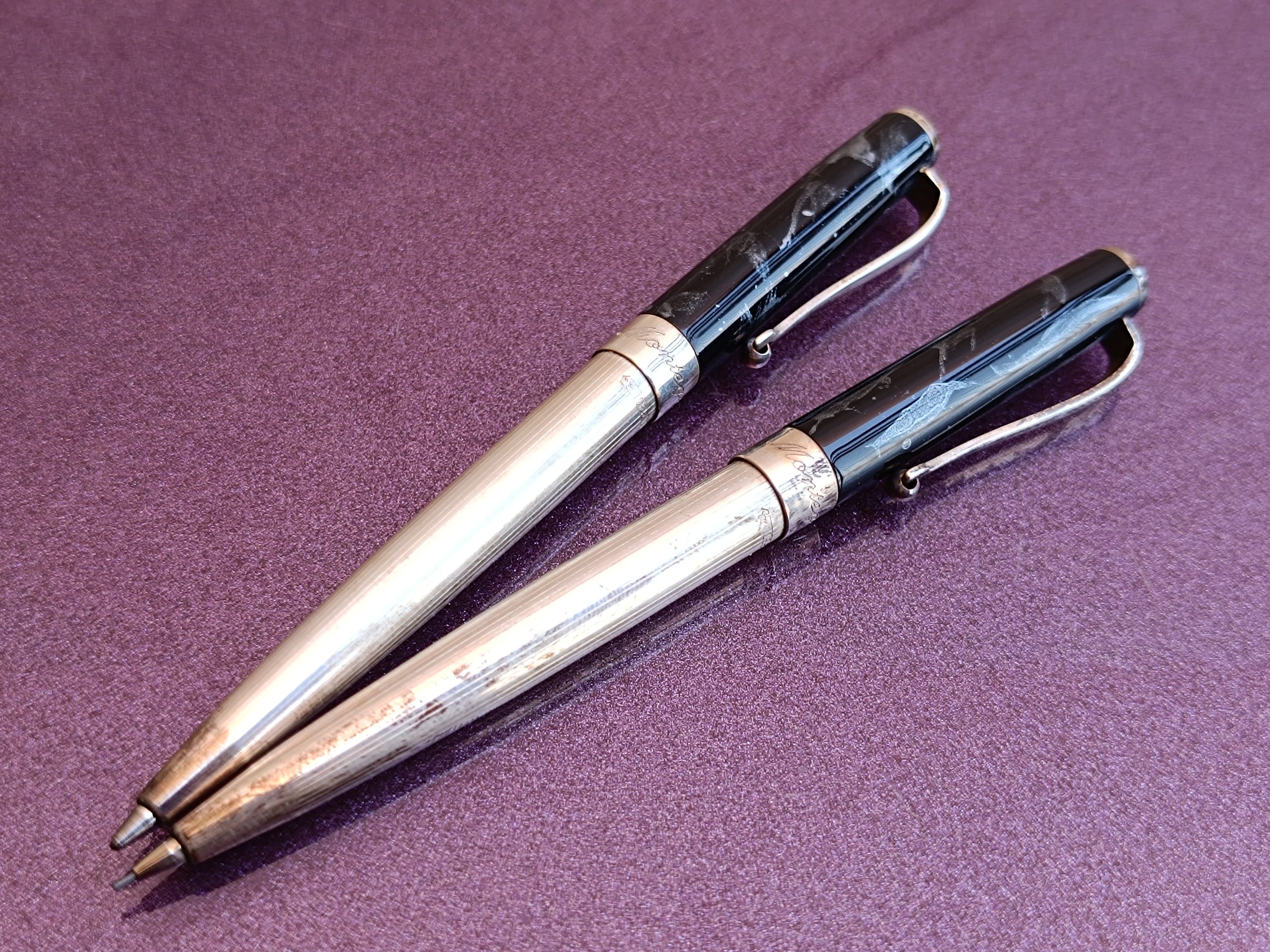 シルバー925 モンテグラッパ ボールペン ヴィンテージ 925 シルバー モンテグラッパ ボールペンと鉛筆、シルバー ボールペン