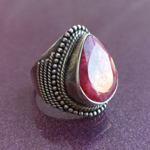 Ruby 925 Silver Ring, Ruby Silver Ring Silver, Silver Ruby Ring, Vintage Ring, Antique Silver Ring, Retro Ring, Vintage Ruby Ring