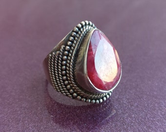 Ruby 925 Silver Ring, Ruby Silver Ring Silver, Silver Ruby Ring, Vintage Ring, Antique Silver Ring, Retro Ring, Vintage Ruby Ring