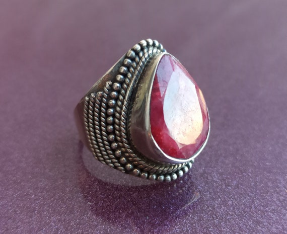 Ruby 925 Silver Ring, Ruby Silver Ring Silver, Si… - image 1