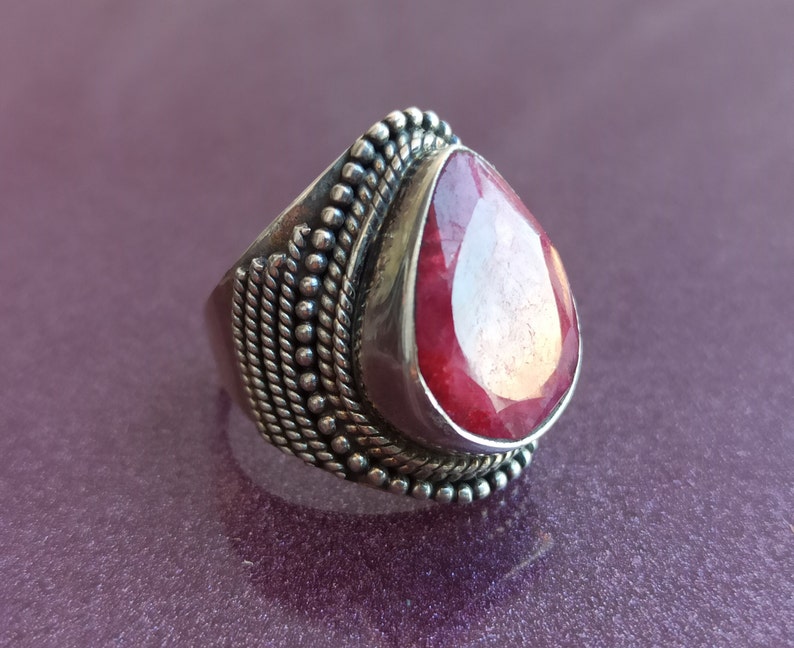 Ruby 925 Silver Ring, Ruby Silver Ring Silver, Silver Ruby Ring, Vintage Ring, Antique Silver Ring, Retro Ring, Vintage Ruby Ring image 1