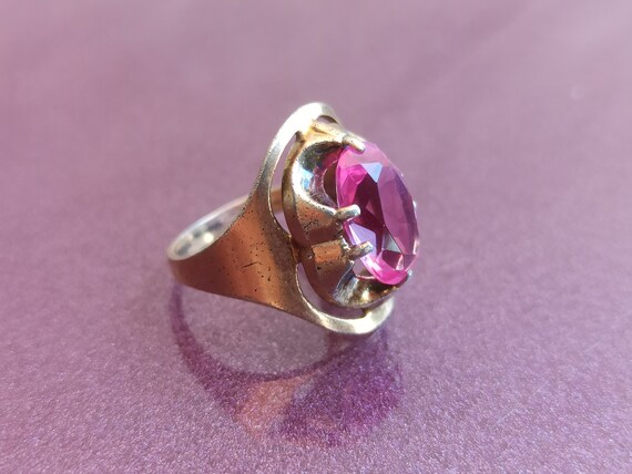875 Silver Ruby Ring, USSR Red Ruby Silver Ring, … - image 8