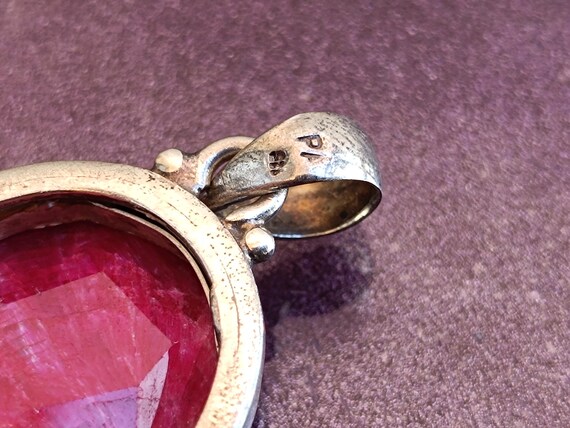 925 Silver Ruby Pendant, Vintage Ruby Pendant, Re… - image 3
