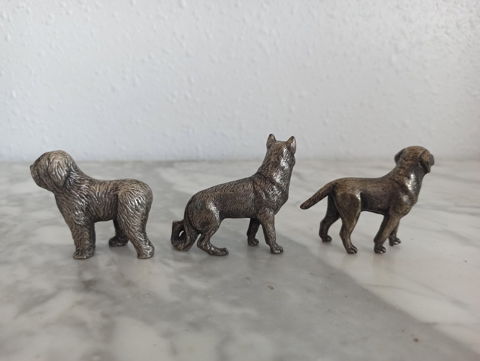 Miniature Dog Statue 925 Silver Plated Dog Miniature Vintage Etsy