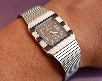 Montre Femme Eurotech Quartz - Cadran Or Jaune 20mm - Bracelet Cuir Noir - Occasion Très Bon état