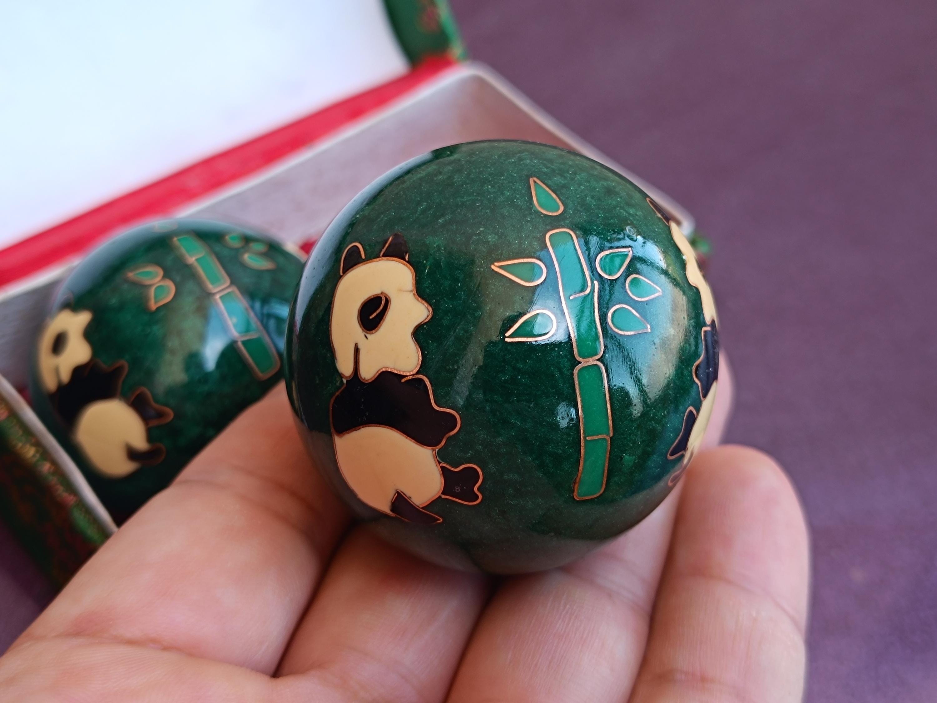 Buddhist Balls With Pandas, Chinese Meditation Ball, Baoding Balls