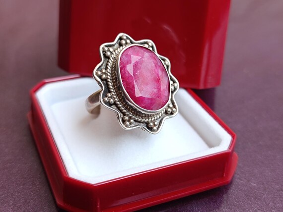 925 Silver Ruby Ring, Ruby Silver Ring Silver, Si… - image 5