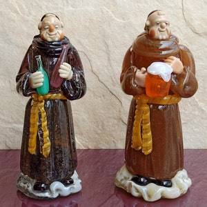 PAIR MURANO Glass Priests Figurines, Crystal MONKS From Bohemia, Vintage Monks Figurines, Glass Monk Figure, Murano Glass, Priest Figure