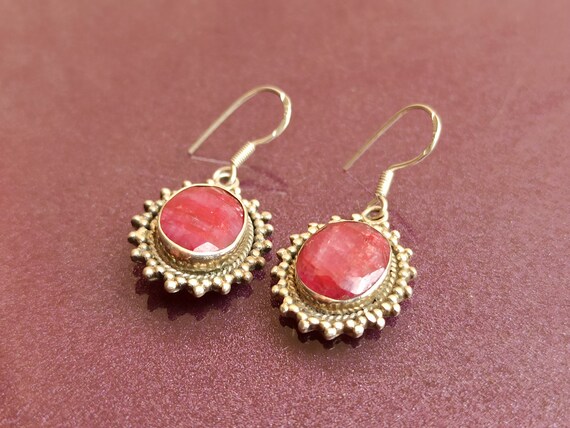 Ruby 925 Silver Earrings, Ruby Silver Earrings, S… - image 4