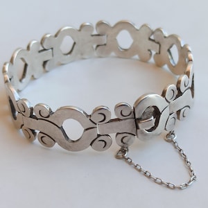 Handmade Silver Bracelet, Sterling Silver Bracelet, Celestial Jewelry, Silver Bracelet, Art Deco Chain Bracelet, Antique 1970 Bracelet