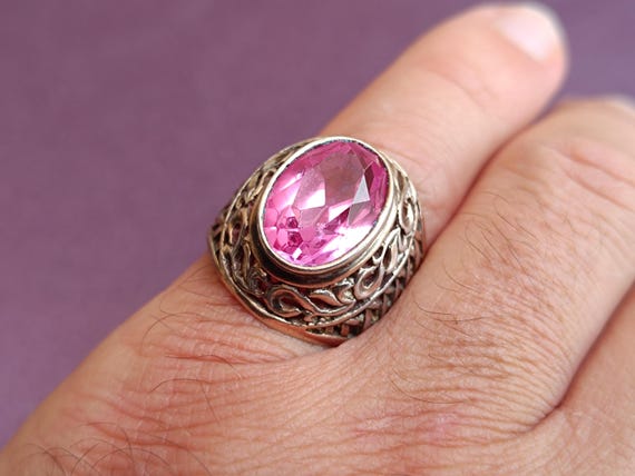 875 Silver Ruby Ring, USSR Red Ruby Silver Ring, … - image 10