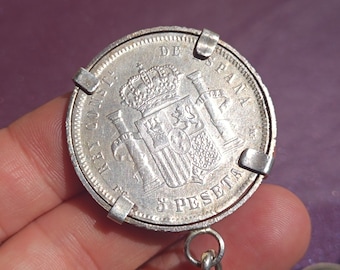 1891 スペイン銀貨 5 ペセタス アルフォンソ 13 世、コイン シルバー