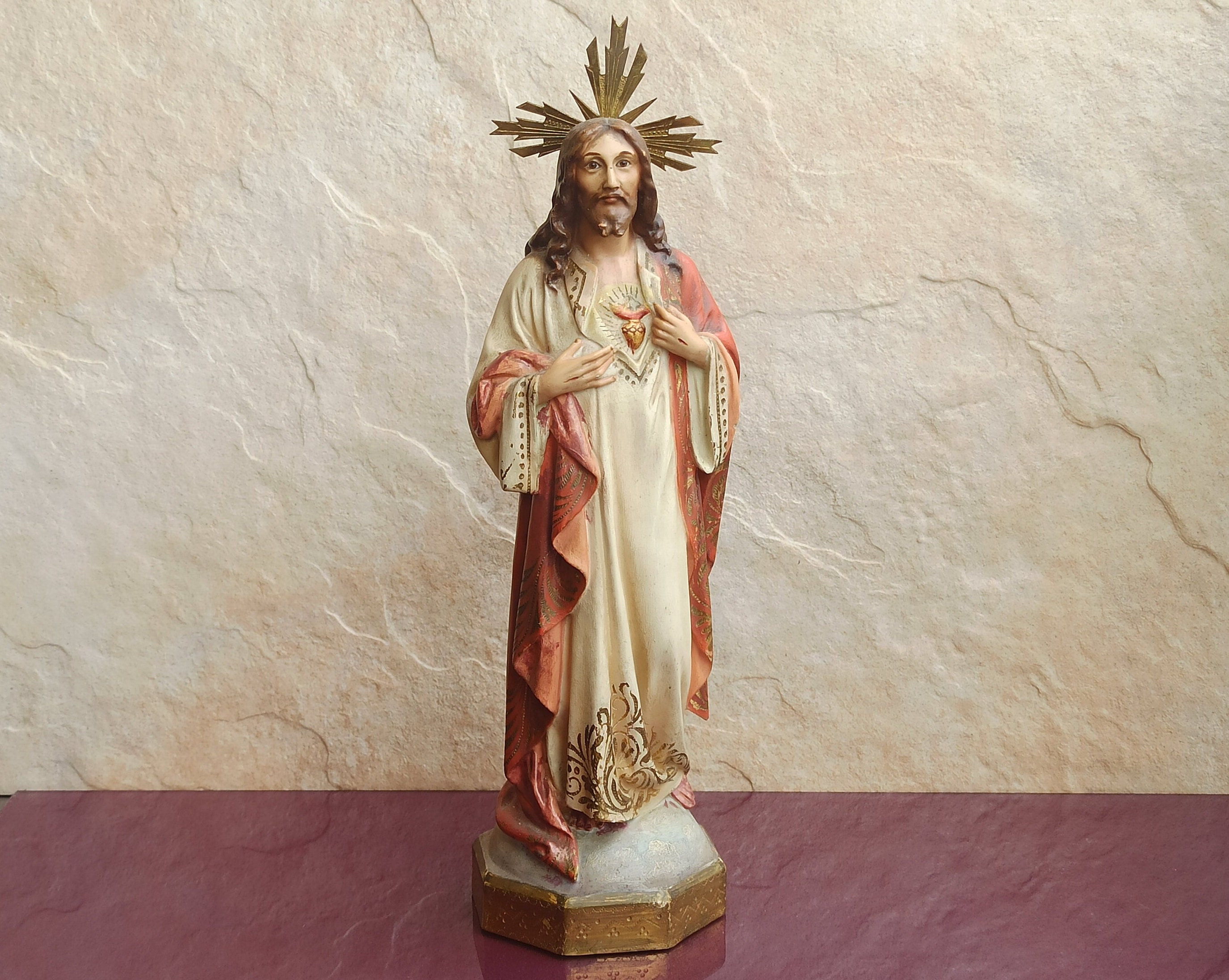 35cm SAGRADO CORAZON de JESUS, Sacred Heart of Jesus, Jesus Christ Figurine, Christ of Sinai, Sinai Christian Jesus