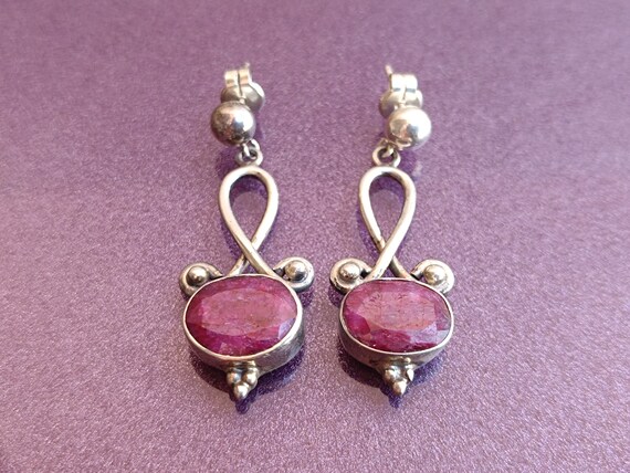Ruby 925 Silver Earrings, Ruby Silver Earrings, S… - image 5