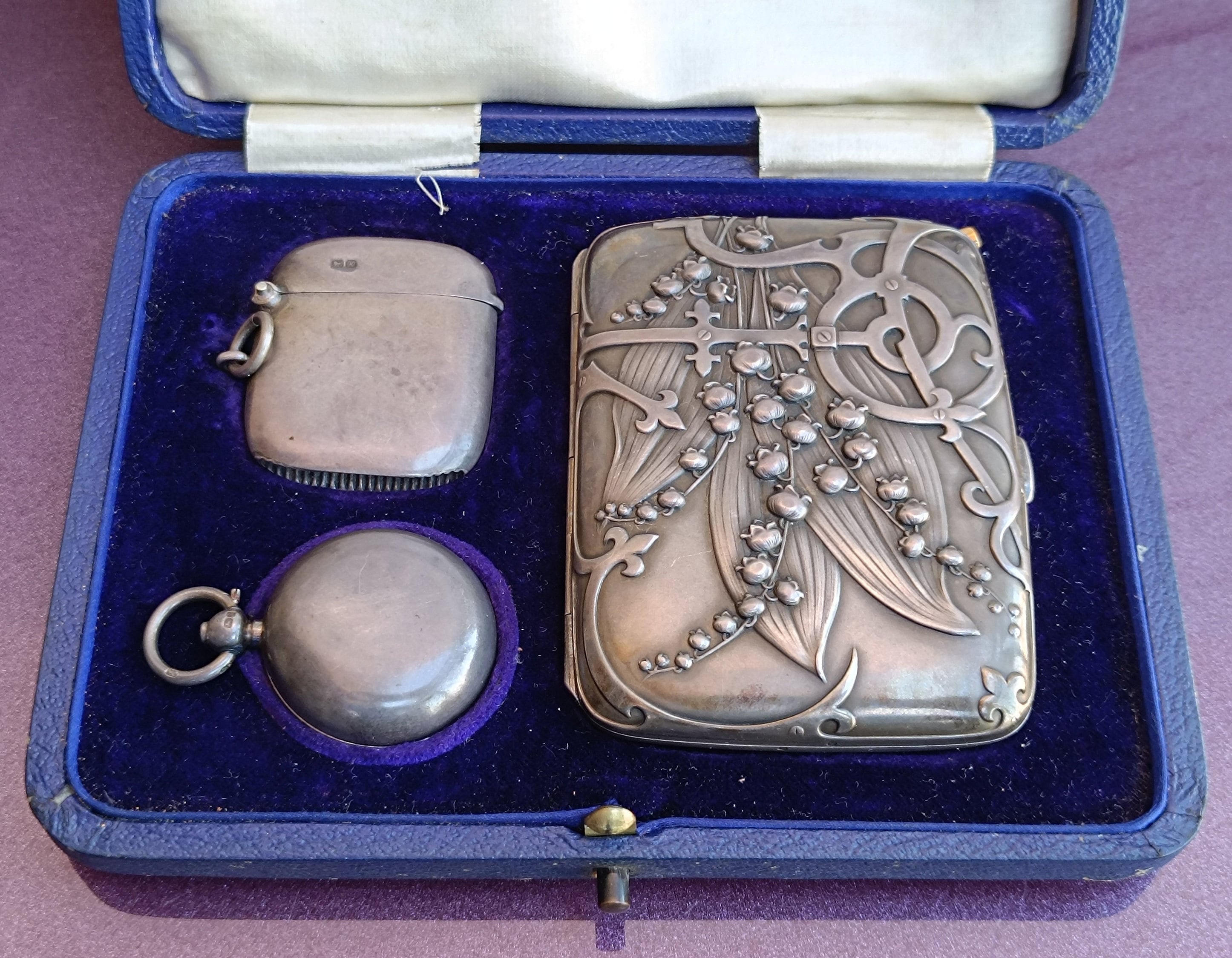 1900 Silver Cigarette Case, Vintage Silver Cigarette Box
