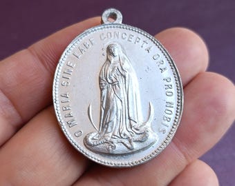 Medalla de la Virgen María de los años 50, Medalla religiosa de San Luis Gonzaga, Medalla de Luis Gonzaga, Medalla religiosa, San Luis Gonzaga, Medalla antigua de la Virgen María