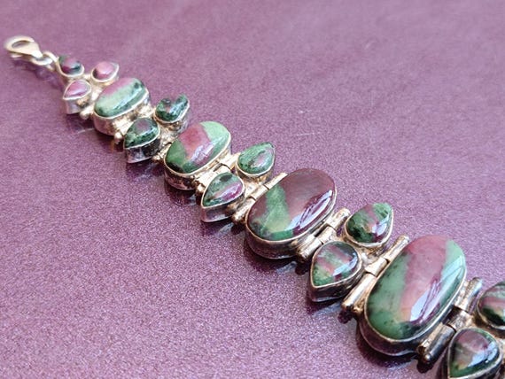 925 Silver Ruby Zoisite Bracelet, Ruby Bracelet, … - image 6