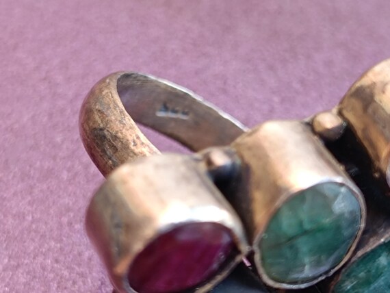Multi-gemstone Ring, Ruby Ring, Emerald Ring, Squ… - image 4