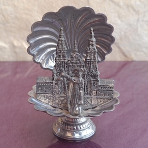 Statue plaquée argent de Saint-Jacques-de-Compostelle, figurine en métal d’art, objets de collection, petite statue, petit souvenir, mémoire de figurine religieuse