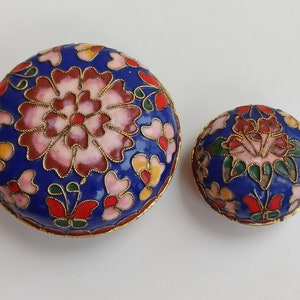 SET van 2 Cloisonne ronde dozen, Vintage doos, sieraden doos, Spanje retro doos, retro metalen doos, borst Vintage, koffer vintage, oude kleine kofferbak