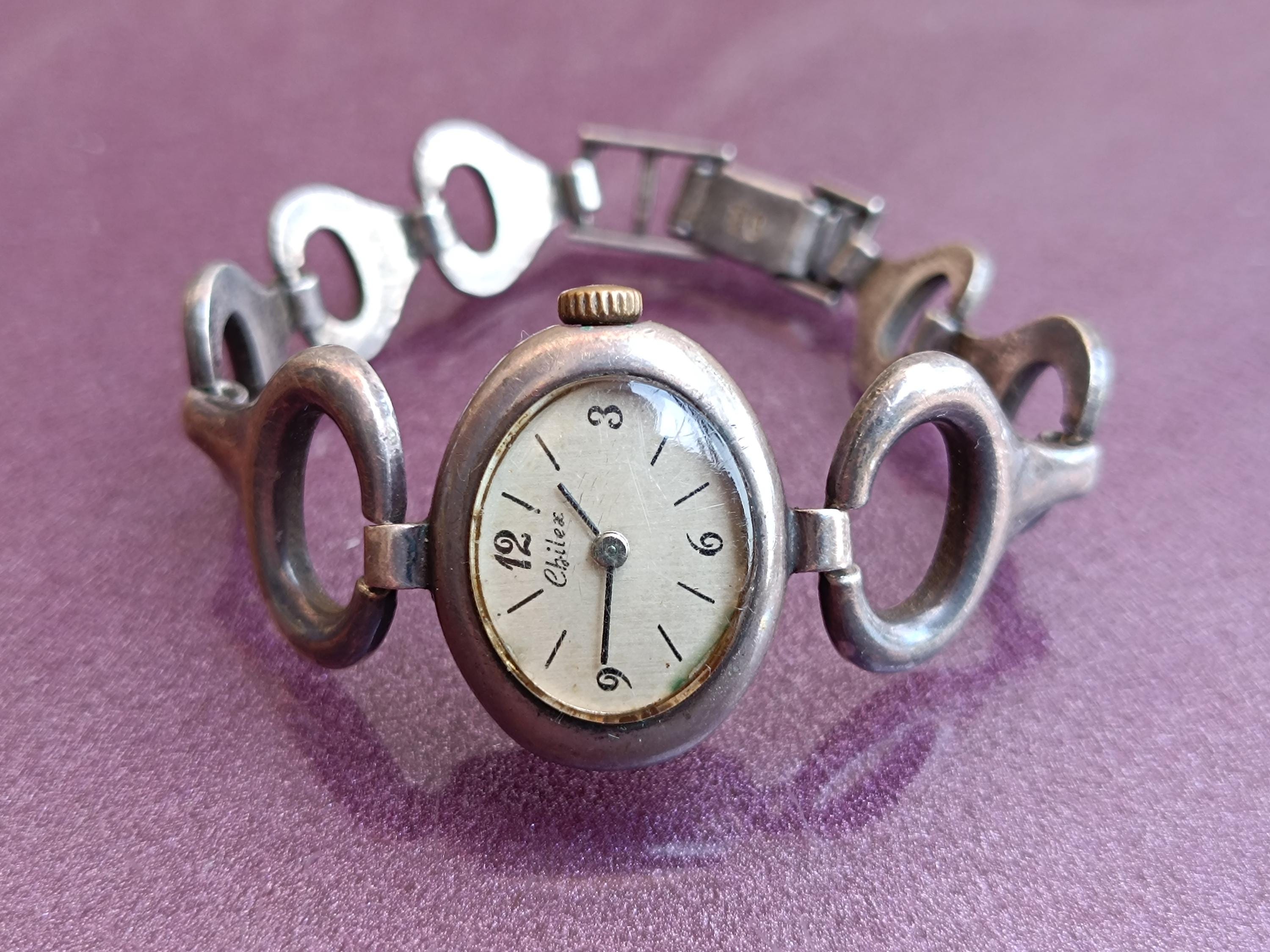 800 Silver Chilex Mechanical Watch, 800 Silver Watch, Silver Watch