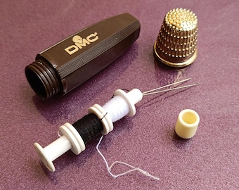 DMC Thimble, Threads Box, Needle Case, Threads Storage, Sewing Needle Box, Needle Holder, Vintage Needle Case, Pincushion, Needles Box