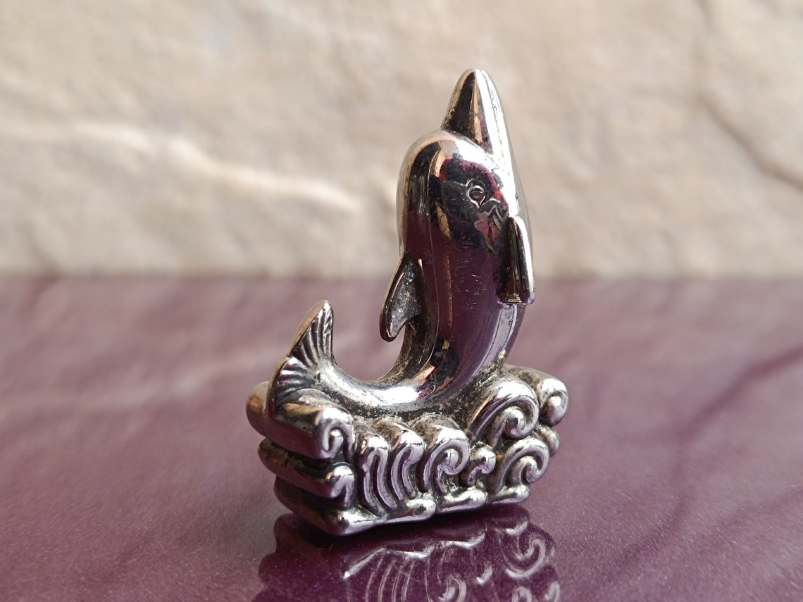 Talisman Figure Silver Plated Dolphin Figurine, Talisman Figurine, Vintage Fish ...