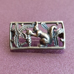 1940 eekhoorn 835 zilveren broche, antieke zilveren broche, handgemaakte zilveren sieraden, eikenbladbroche, zilveren eikelbroche, Duitsland broche