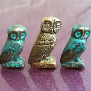 AOE Owl Bronze SET, Antique Bronze Owl Charm, Vintage Bronze Owl, Old Bronze Owl, Owl Figurine, Bronze Owl, Owl Figure