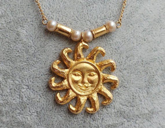 WOWORAMA Collana Con Ciondolo Sole In Filigrana – Placcata Oro, Catena A Clip Di Carta, Ottone