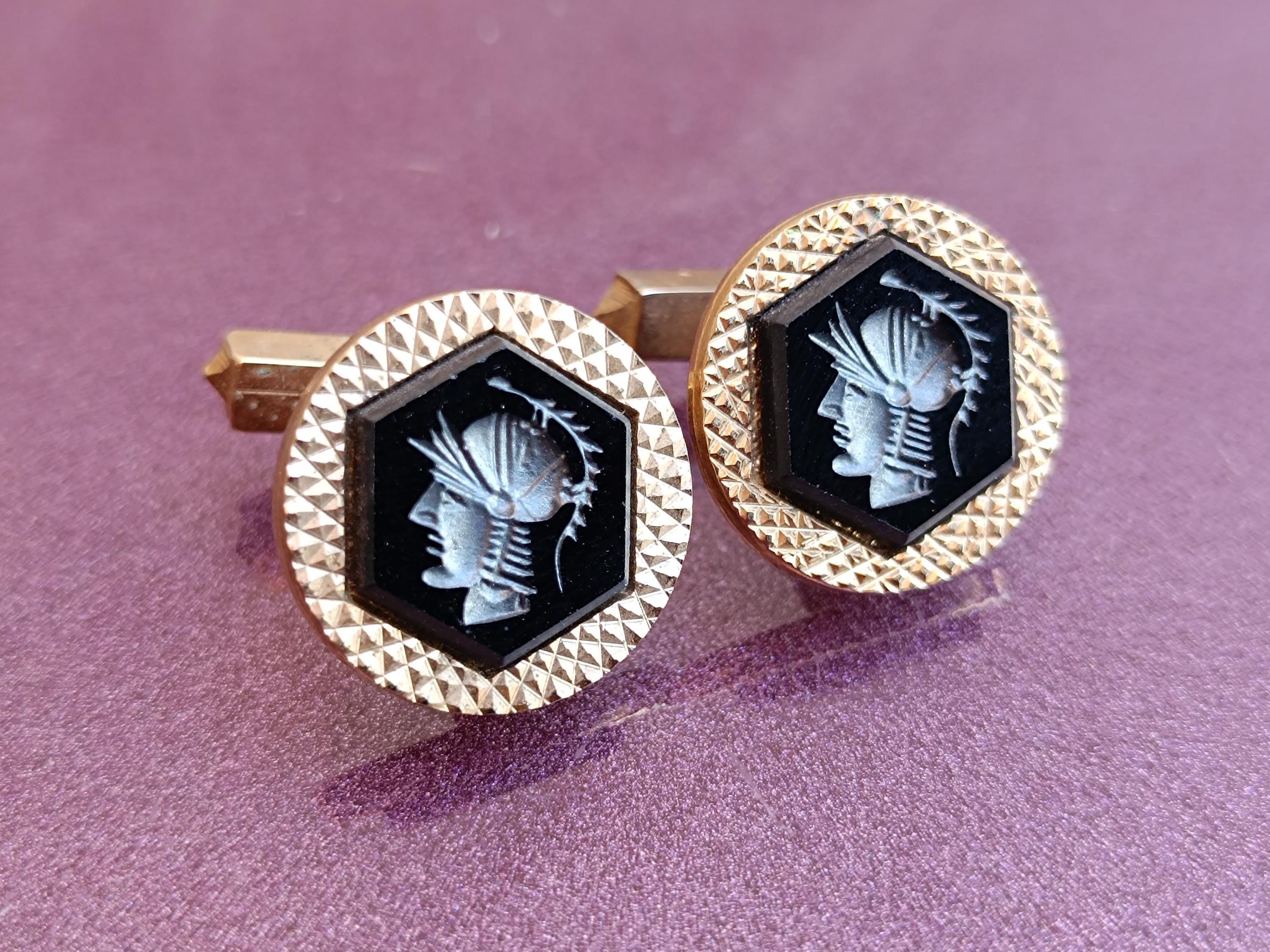 1970 Gold Filled Cufflinks, Flowers Cufflinks, Collectible Cufflinks, Gold Filled Cuff Links, Antique Cuff Links, Handmade Cufflinks