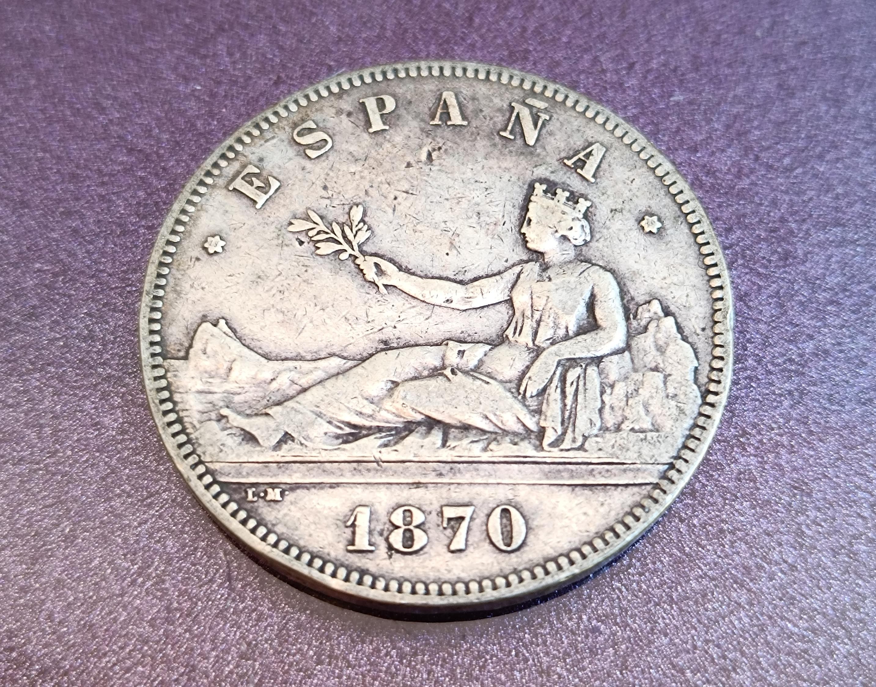 1870 AMADEO I Rey De España 銀貨 5 ペセタ、AMADEO I スペイン国王