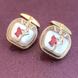 1960 Bull and Torreador Toledo Damascene Gold Plated Cufflinks, Antique Bullfighting Toledo Cuff Links, Vintage Cufflinks, Gentleman&#39;s Gift