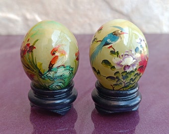 Chinese Hand-painted Jade Eggs, Miniature Eggs, Oriental Ornament
