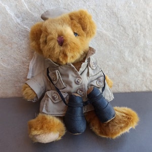 Original Traveler Teddy Bear, Original Soft Peluche Toy, Traveler Teddy Bear with Map Binoculars, Gift, Antique Teddy Bear, Vintage Teddy Bear