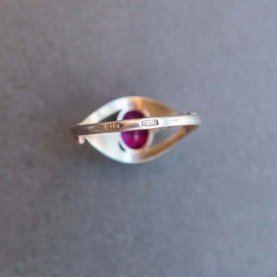 Silver Soviet Ruby Ring 875, Red Ruby Silver Ring… - image 3