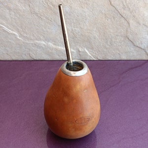 1970 Pumpkin Mate Gourd, Mate Cup, Mate Gourd de Calabaza, Handmade Argentina, Alpaca Silver, Vintage Mate Cup, Argentina