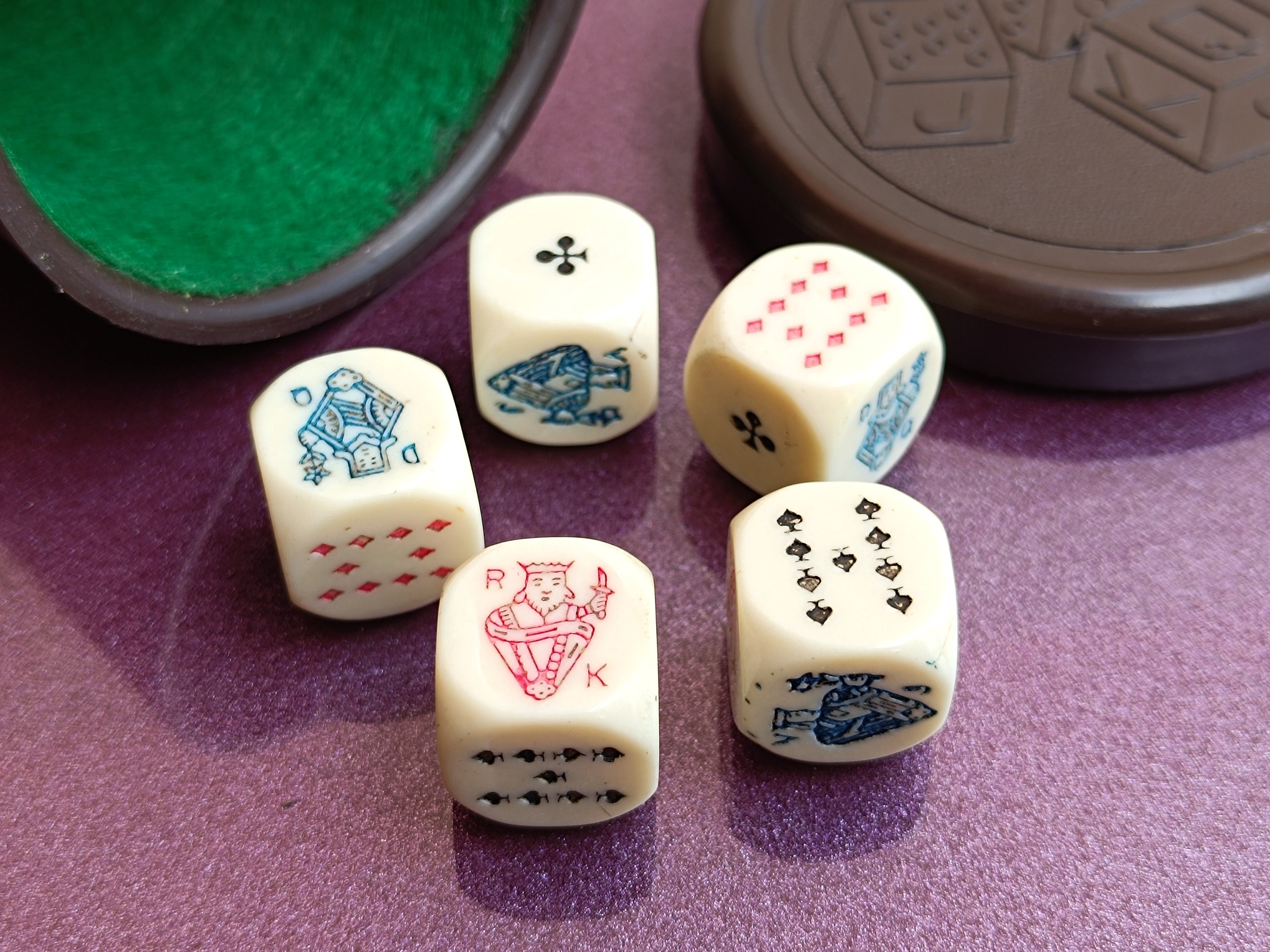 ヴィンテージ　レア　ポーカーダイス Poker Americano Dice Set, Vintage Complete Dice, Poker Dice, Set