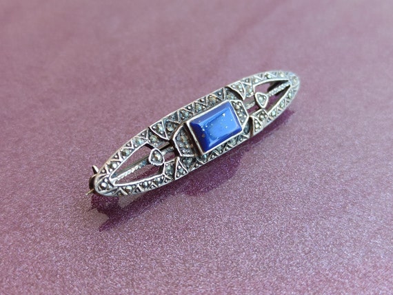 Lapis Lazuli 925 Silver Brooch, Silver Brooch, Vi… - image 2