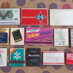 Set of 13 MATCHBOX 1980, Antique Matches, Various Design, Made in Spain, Antique Style, Old Matches, Match Holder, Vintage Matches