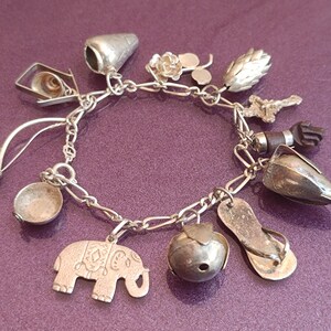 Silver Penca De Balangandan Bracelet, African Charm Amulet Bracelet, Vintage African Bracelet, Victorian Ragastens, Penca Balangandan