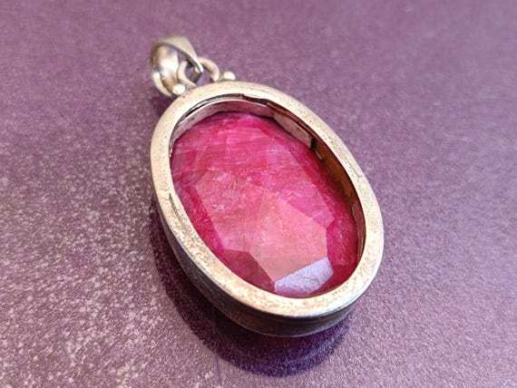 925 Silver Ruby Pendant, Vintage Ruby Pendant, Re… - image 7