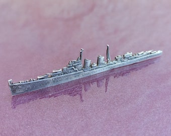 Ship Silver Brooch, Silver Brooch, Silver Destroyer Brooch, Vintage Brooch, Antique Silver Brooch, Retro Brooch, Aircraft Carrier Brooch