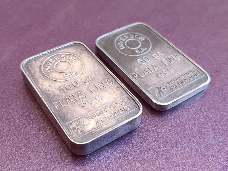 100g 50g INVERSOR S A Ensayador Afinador 999 Fine Silver Ingot 