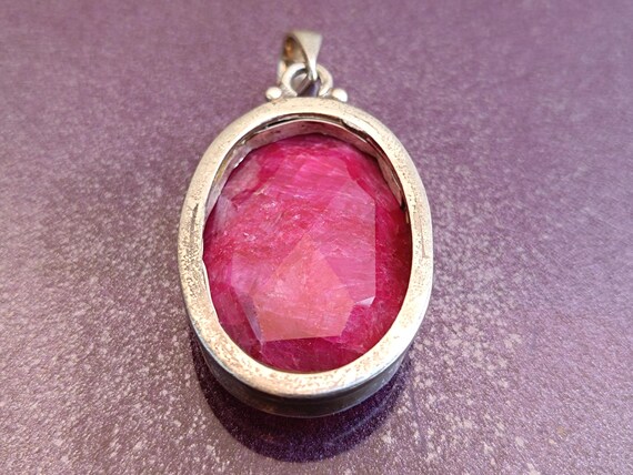 925 Silver Ruby Pendant, Vintage Ruby Pendant, Re… - image 6